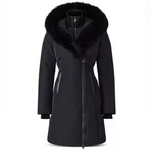 Mackage Kay Hooded Down Shearling Coat black size Medium